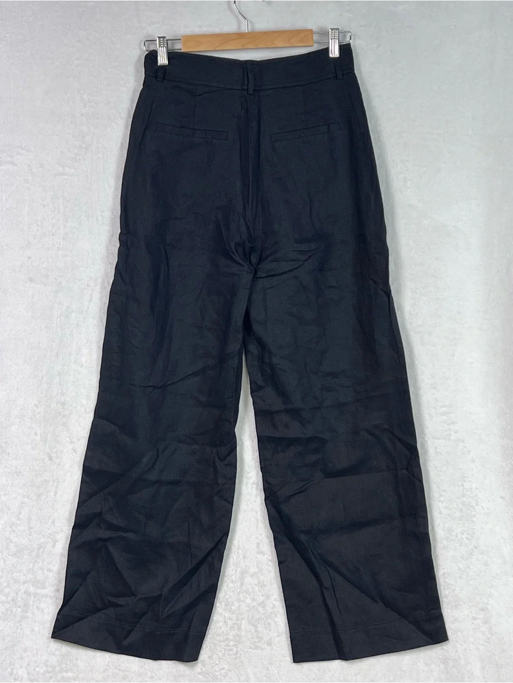 Everlane The Linen Way-High Drape Pant Black Wide Leg Classic Trousers Sz 4 NWT